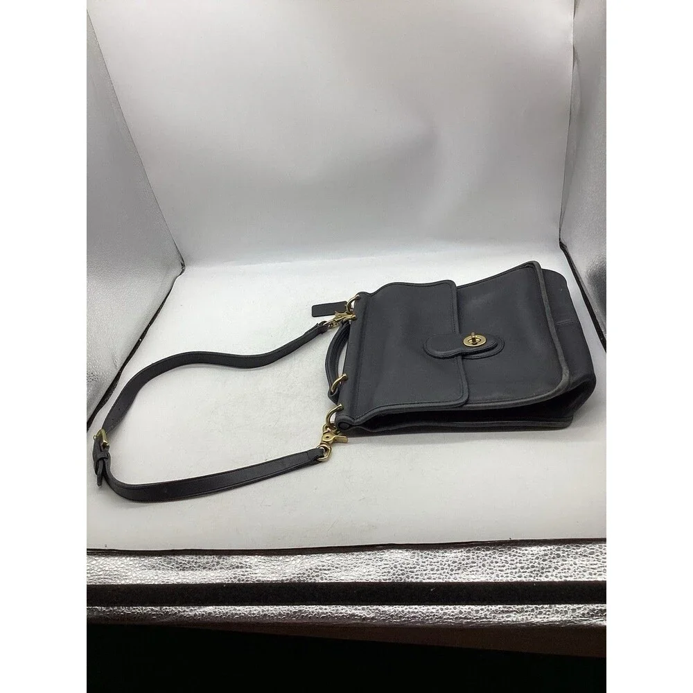 Vintage Coach Willis 9927 Blue Leather Crossbody Bag Purse USA Brass